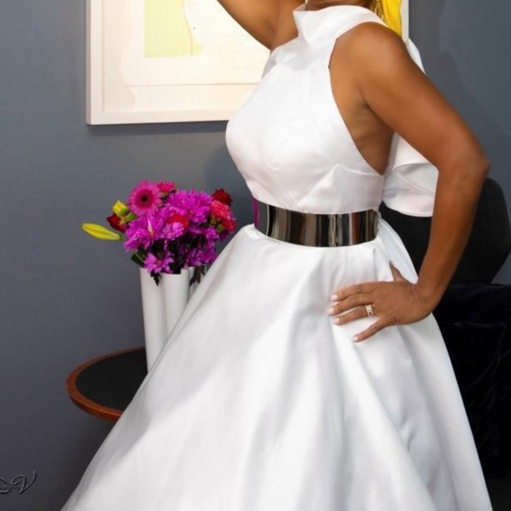 Showstopper White Satin Dress